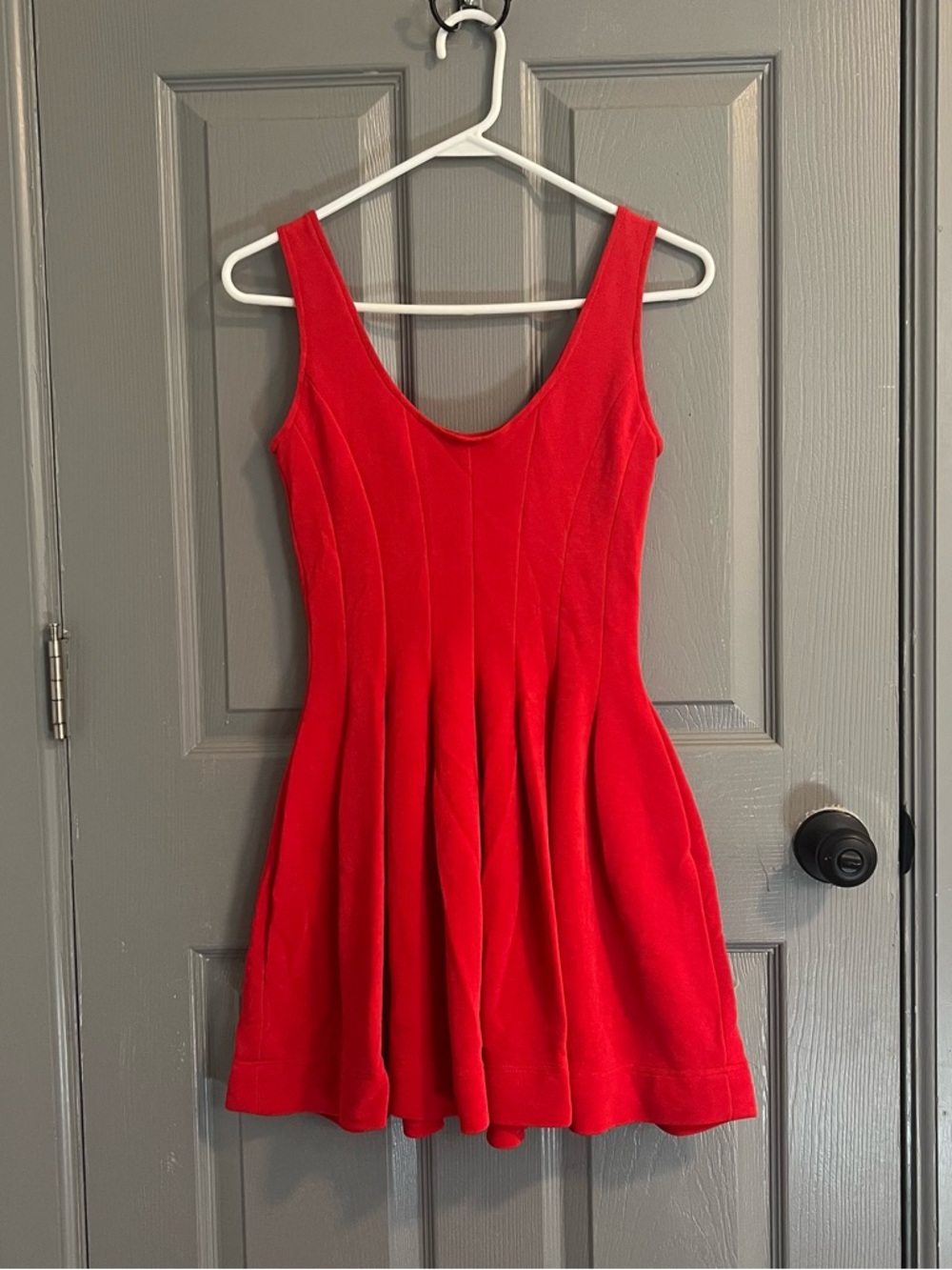 Bernshaw Red Sleeveless Fit-and-Flare Mini Dress 90s Vintage Party Evening
